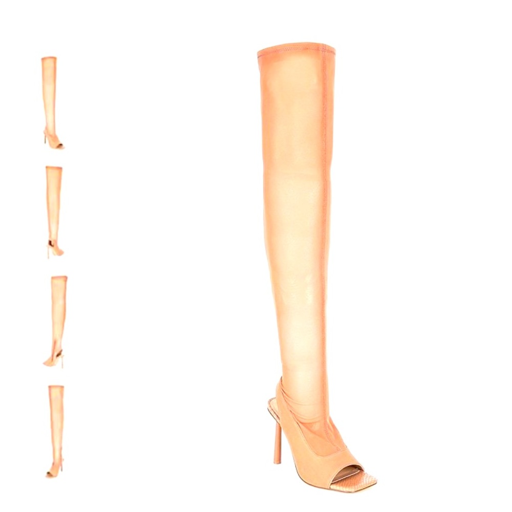 Steve Madden Mesh Peep toe over -the -knee BOOTS…BLUSH COLOR